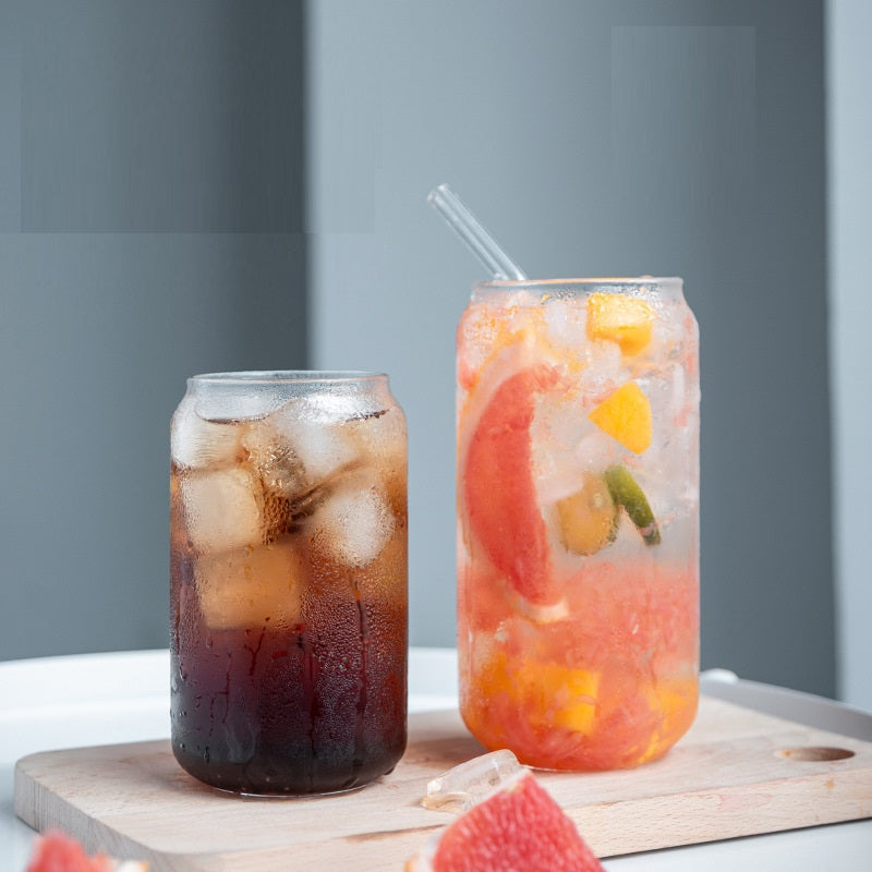 Cola Glas mit Bambus Deckel und Strohhalm
