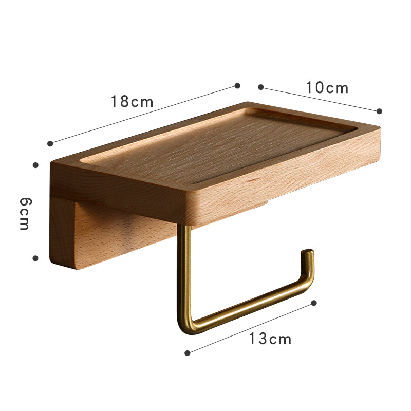 Toilettenpapierrollenhalter aus Holz mit Handyhalterung
